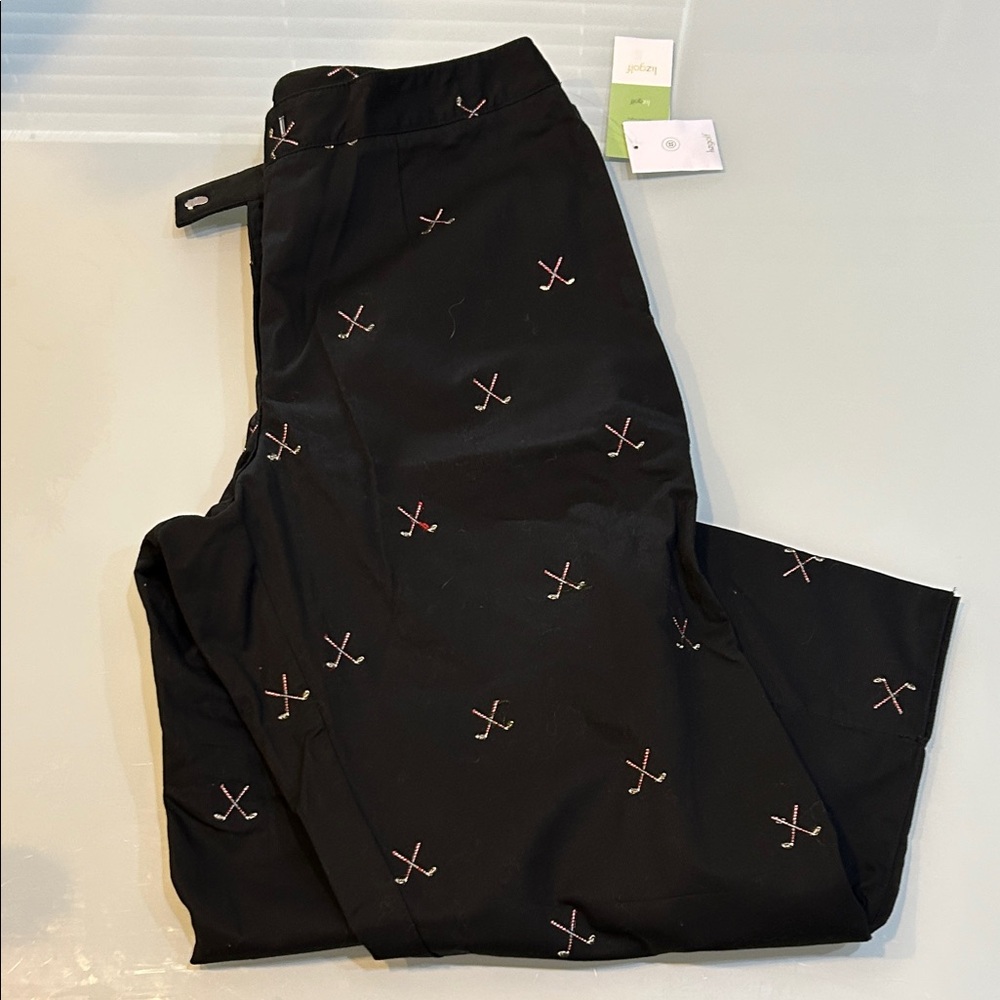 NWT Liz Claiborne cropped golf pants with Embroidery